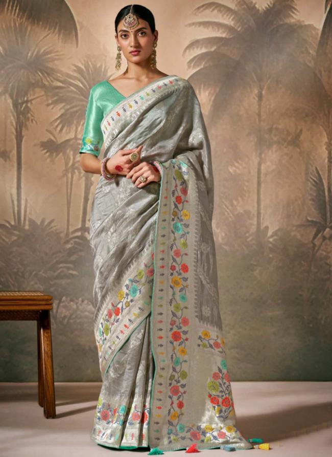 Munga Silk Gray Wedding Wear Weaving Saree